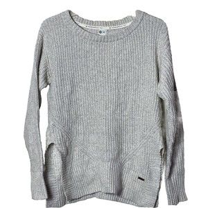 Toms Sweater Knit Tunic Top Pullover Crewneck Chunky White Metallic Cotton L